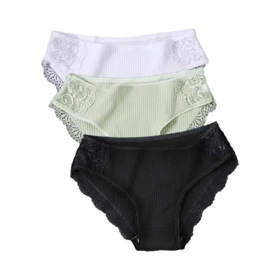 Imagem de Calcinhas Femininas de Algodão com Renda Floral - Confortáveis e em Cores Sólidas (M-XXL)