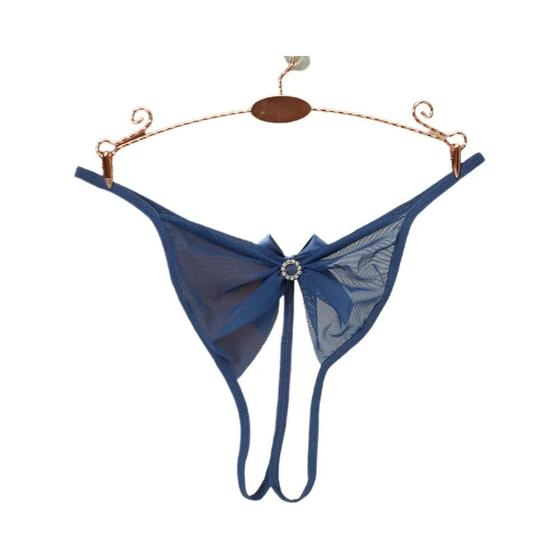 Imagem de Calcinhas Femininas Sensuais De Renda Transparente Com Abertura Na Virilha E Laço, Modelo Fio