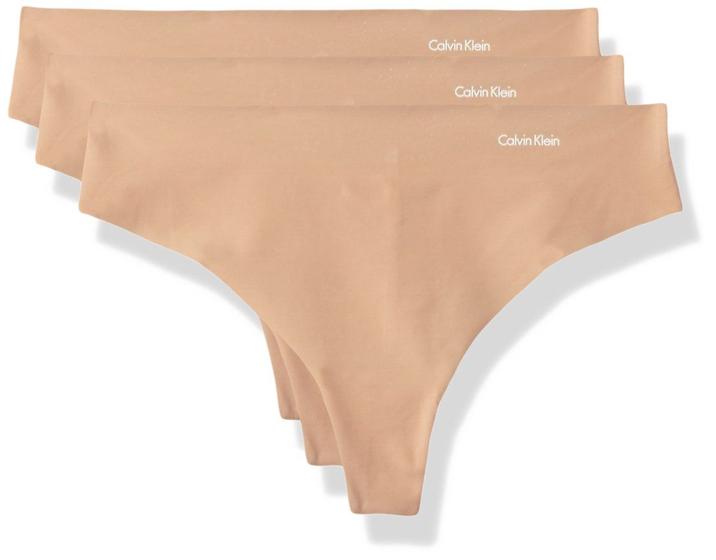 Imagem de Calcinhas tanga Calvin Klein Invisibles femininas, pacote com 3 unidades, tamanho M