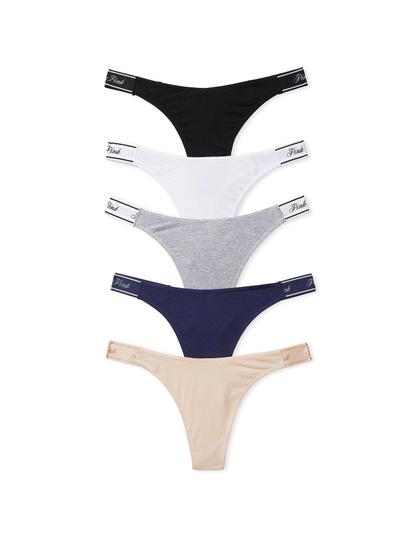 Imagem de Calcinhas Tanga Victoria's Secret - Pacote com Logotipo Rosa
