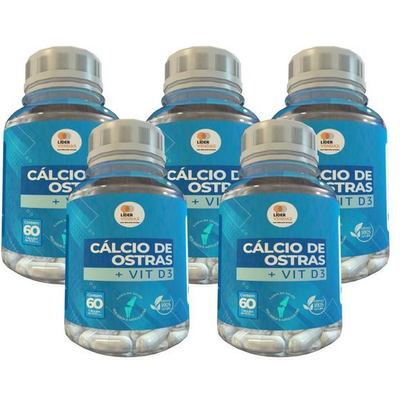 Imagem de Cálcio De Ostra - 60 Caps 500mg Kit Com - 5 Potes