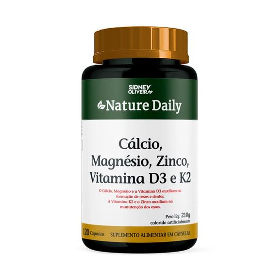 Cálcio + Magnésio + Zinco + Vitamina D3 E K2 120 CÁPSULAS - Sidney ...