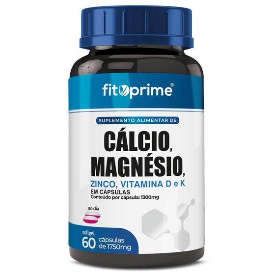 Imagem de Cálcio Magnésio Zinco Vitaminas D3 K2 60 Capsulas Fitoprime