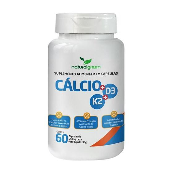 Imagem de Cálcio + vitamina + vitamina k2 naturalgreen 60 cápsulas