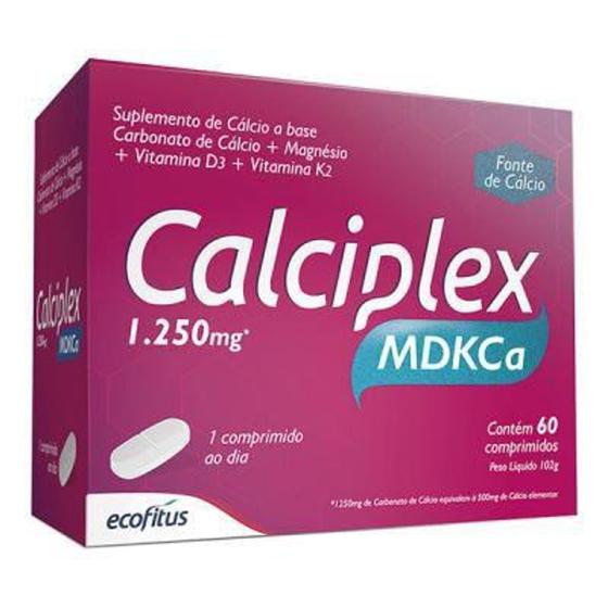 Imagem de Calciplex MDKCa 60cpr de 1250mg - Cálcio + Magnésio + VIta. D3 e + K2 - Ecofitus