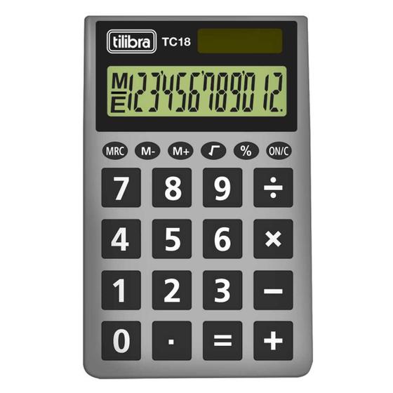 Imagem de Calculadora 12 dig tc18 cinza tilibra