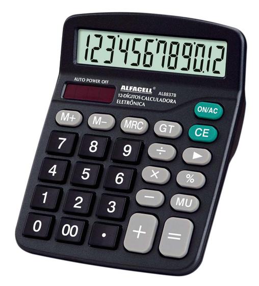 Imagem de Calculadora 12 Dígitos Portátil Eletrônica Comercial À Pilha