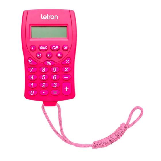 Imagem de Calculadora 8 Dígitos com Cordão Rosa - Letron