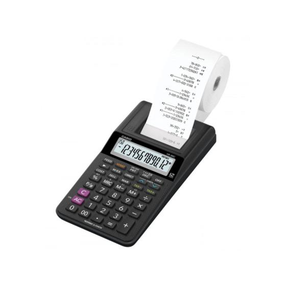 Imagem de Calculadora C/ Bobina Impressão 12 Digs Funções Reimprimir e Verificar Bivolt Preta Display 2.0  CASIO HR-8RC-BK-DC