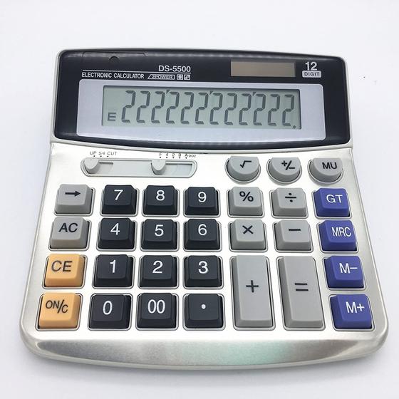 Imagem de Calculadora, Calculadora eletrônica de mesa, Calculadora de fonte de energia solar de 12 dígitos, Bateria solar de energia dupla com grandes calculadoras de escritório com display LCD Lianshi