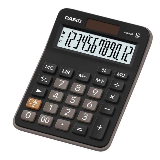 Imagem de Calculadora Casio 12 Dígitos com Bateria Solar MX-12B - Preta