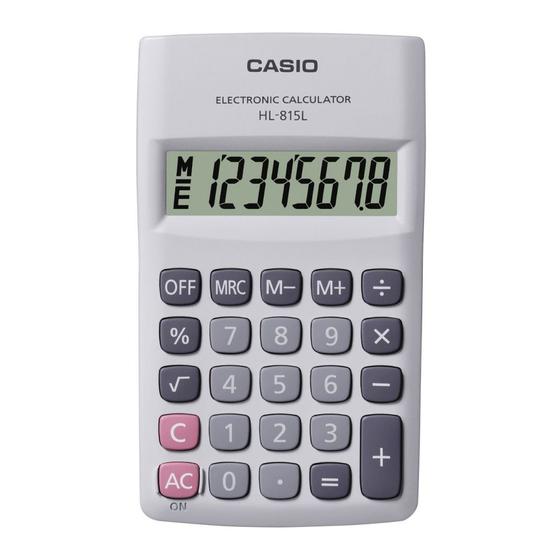 Imagem de Calculadora Casio de bolso vertical  c/ visor 8 dígitos HL-815L-WE