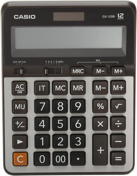 Calculadora Casio de Mesa Grande GX-120B-W-DC 12 Dígitos Prata 28215 Menor preço em Calculadora Casio de Mesa Grande GX-120B-W-DC 12 Dígitos Prata 28215