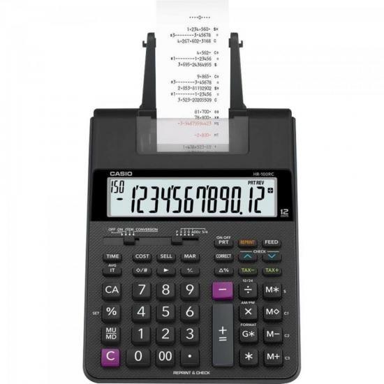 Imagem de Calculadora Casio HR-100RC Preta 12 Dígitos Bobina