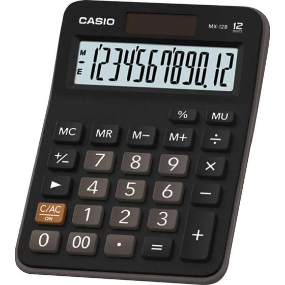 Imagem de Calculadora Casio MX-12B Preta 12 Dígitos De Mesa Visor Extra Grande Digitação Simultânea de Teclas