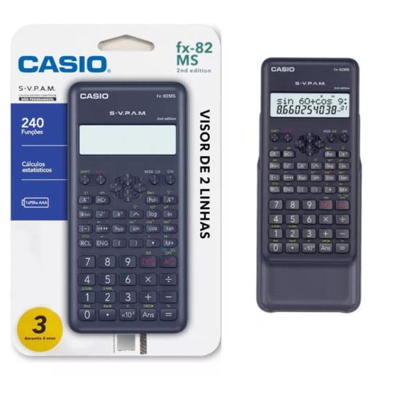 Imagem de Calculadora Científica Original Casio FX-82MS DH 2nd Edition 240 Funções SVPAM Preta AAA