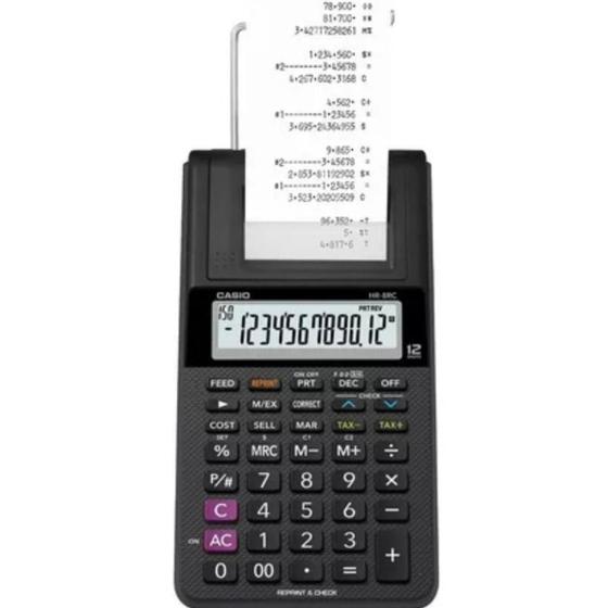 Imagem de Calculadora Com Bobina 12 Dígitos Hr-8rc-b-dc Casio Preto