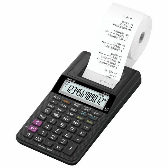 Imagem de Calculadora Com Bobina, Acompanha a Fonte de Alimentação Hr-8rc-bk-b-dc Display 2.0 Preta