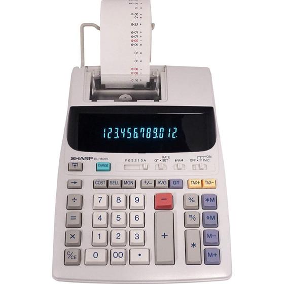 Imagem de Calculadora de Bobina Sharp EL-1801V 110V - Branco