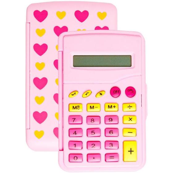 Imagem de Calculadora de Bolso 8 DIG Rosa FLIP FLOR com BAT