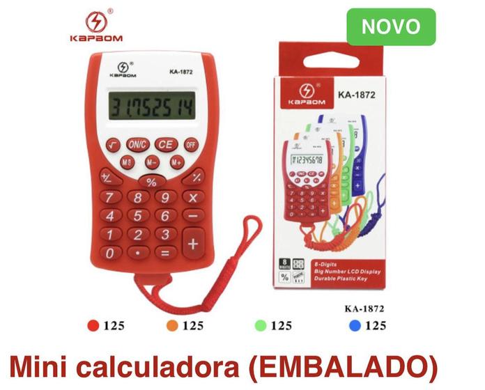 Imagem de Calculadora de Bolso 8 Dígitos Cores Aleatórias - KAPBOM