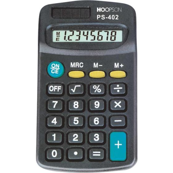 Imagem de Calculadora de Bolso 8 Dígitos Pilha AAA/SOLAR Preta