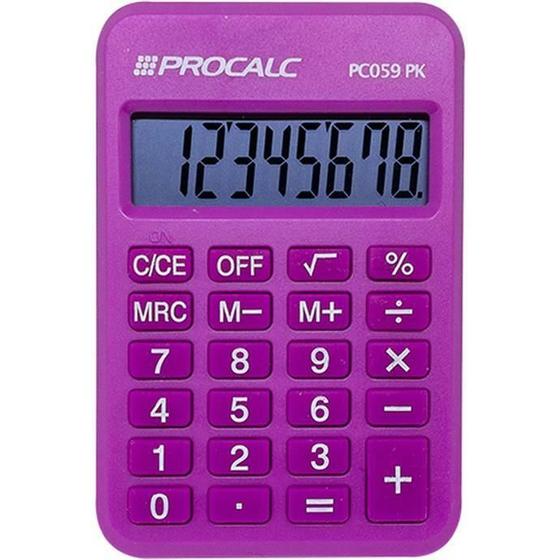 Imagem de Calculadora de Bolso 8 Dígitos Rosa - Procalc