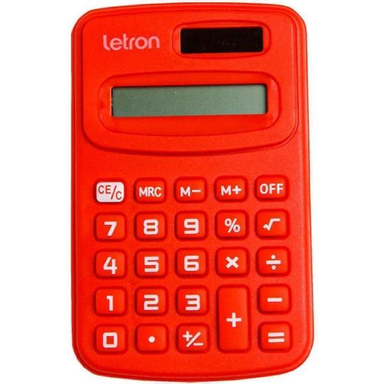 Imagem de Calculadora de Bolso 8 Dígitos Vermelha c/Bateria - Leonora