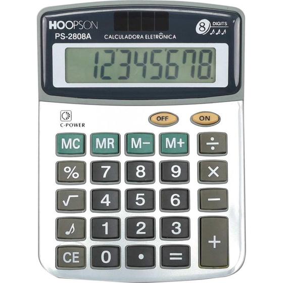 Imagem de Calculadora de bolso 8digitos bateria/solar prata