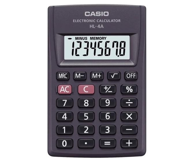 Imagem de Calculadora de Bolso CASIO HL-4A Preta 8 Dígitos Pequena Visor Grande Original
