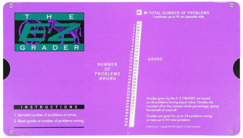 Imagem de Calculadora de Classificação - E-Z Grader Teacher's Aid Scoring Chart (Roxo) - 8-1/2" x 4-3/4"