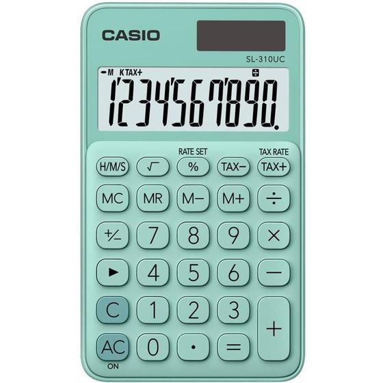 Imagem de Calculadora de Mesa 10 Dígitos Verde SOLAR/BATERIA