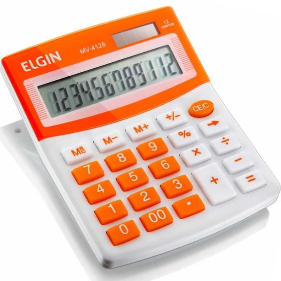 Imagem de Calculadora de mesa 12 dig mv4128 laranja elgin