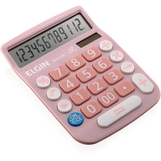 Imagem de Calculadora de Mesa 12 DIG Visor LCD SOL/BAT Rosa