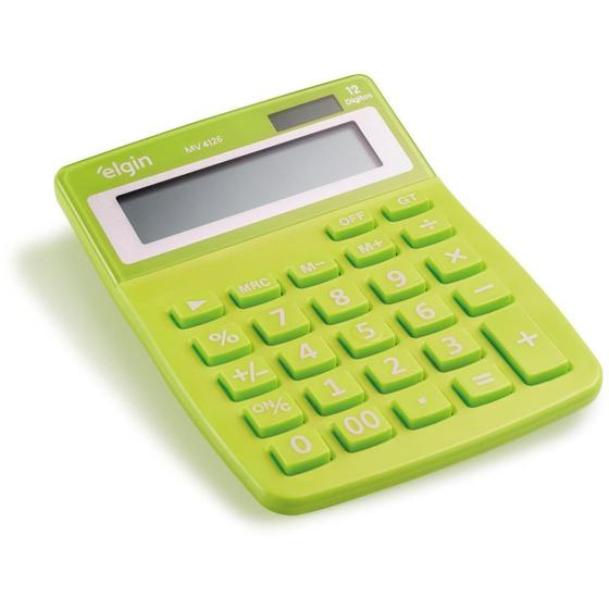 Imagem de Calculadora de Mesa 12 Dígitos MV4126 Visem Verde  SOLAR/BATERIA