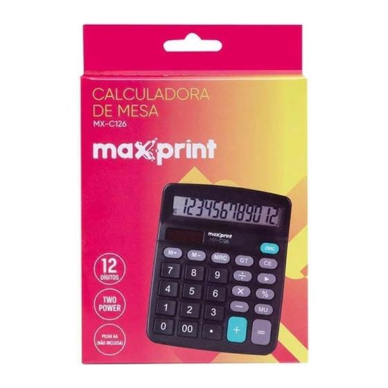 Imagem de Calculadora De Mesa 12 Dígitos Mx-c126 - Maxprint