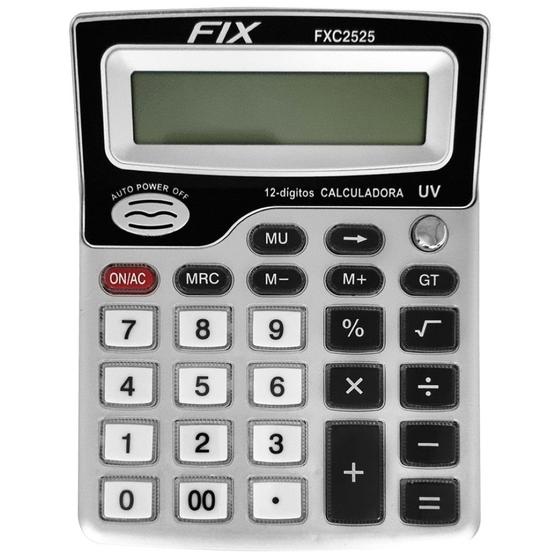 Imagem de Calculadora de Mesa 12 Dígitos Prata Fix FXC2525