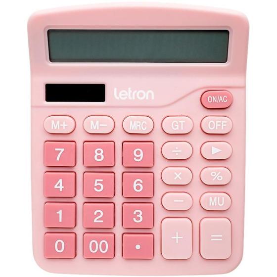 Imagem de Calculadora de Mesa 12 Dígitos Rosa Neo Solar Letron