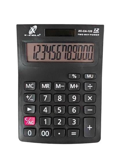 Imagem de Calculadora De Mesa 12 Digitos Solar Bateria Preta X-cell