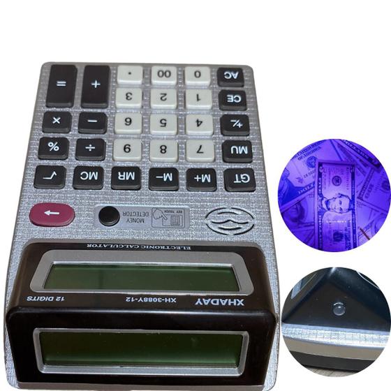 Imagem de Calculadora de Mesa 12 Dígitos Visor Duplo + Testa Dinheiro