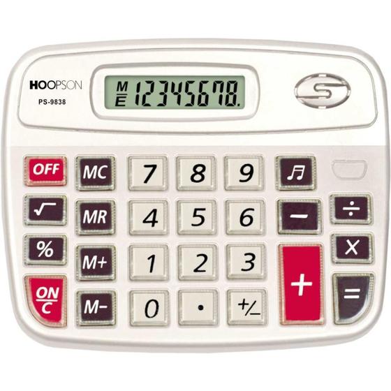 Imagem de Calculadora de Mesa 8 Dígitos Pilha AA com Som - Cinza