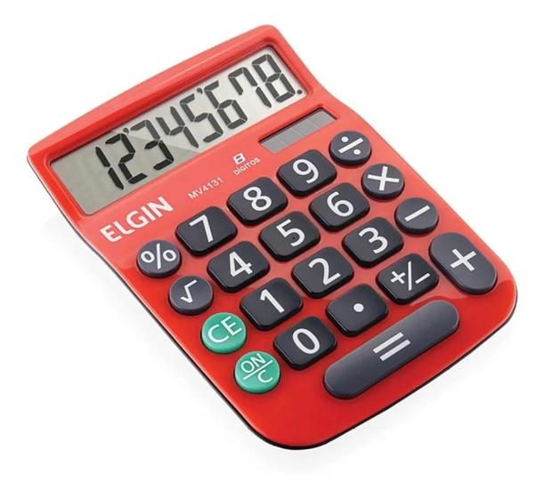 Imagem de Calculadora De Mesa 8 Dígitos Vermelha Mv4131 Elgin