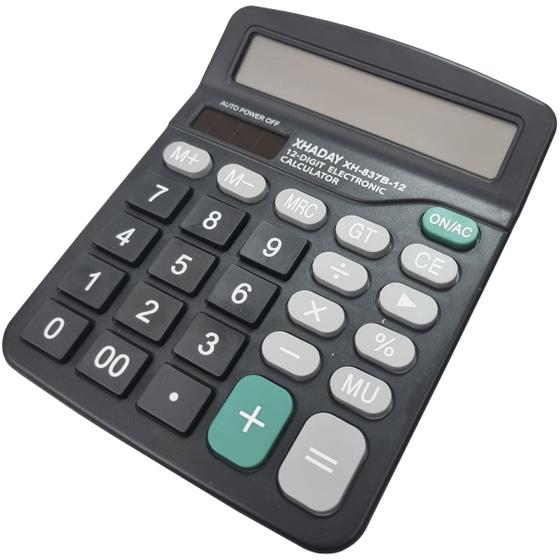 Imagem de Calculadora De Mesa Balcão Display 12 Dígitos Escritório XH Import XH-837B-12 Preta