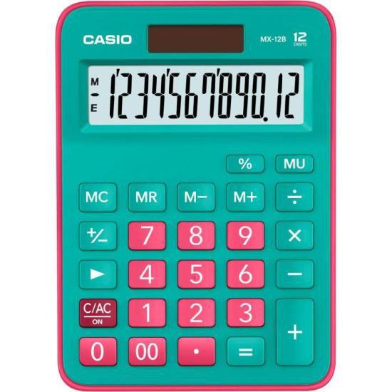 Imagem de Calculadora de Mesa Casio MX-12B-GNRD 12 Dígitos Rosa/Verde Claro