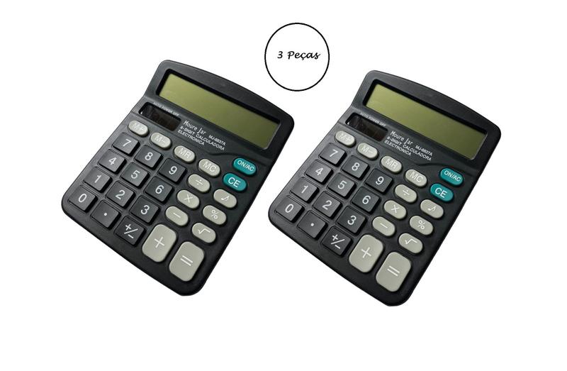 Imagem de Calculadora De Mesa Comercial Escritório 8837A Kit com 3 UN