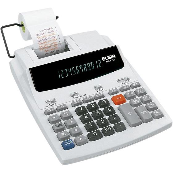 Imagem de Calculadora de Mesa Elgin MR6124 com Bateria Visor 12 Dígitos, Display Fluorescente, Impressão Bicolor, Bivolt