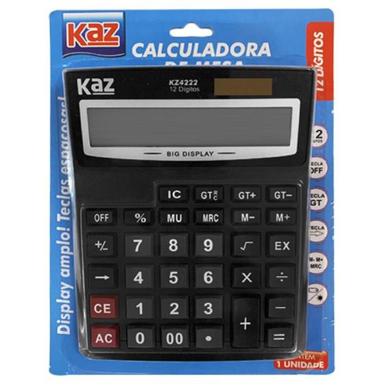 Imagem de Calculadora de mesa Kz4222  Display amplo  Pilha AA