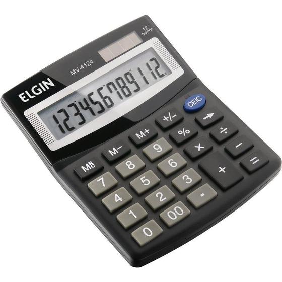 Calculadora de Mesa MV4124 Solar/Bateria - Elgin Menor preço em Calculadora de Mesa MV4124 Solar/Bateria - Elgin