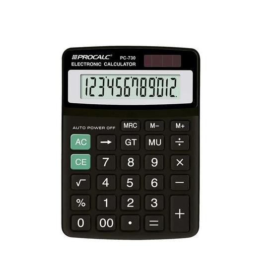 Imagem de Calculadora de Mesa Procalc 12 Dígitos Preta PC730