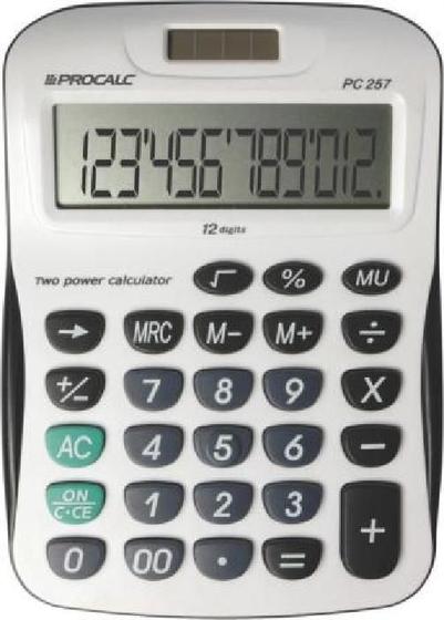 Imagem de Calculadora De Mesa Procalc Pc257 12 Digitos Bateria Solar